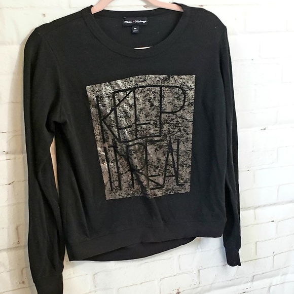 MASON & MACKENZIE "KEEP IT REAL" BLACK SWEATER MED - Picture 5 of 6